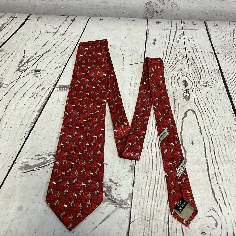 Ermenegildo Zegna Tie Red Flag Abstract Silk Italy Designer Mens